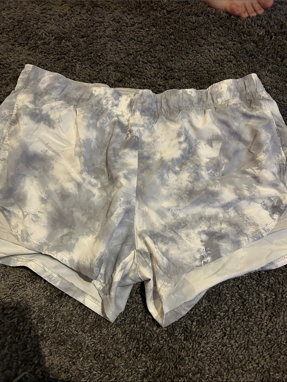 Athletic Works Women's White and Light Gray Marble Athletic Shorts